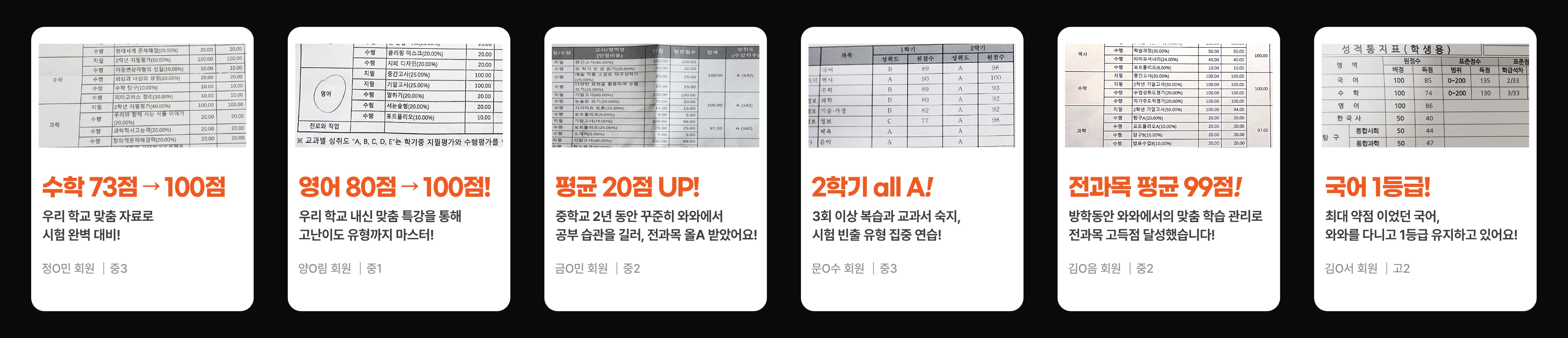 천호동 중학생 수학학원 성적 향상 사례